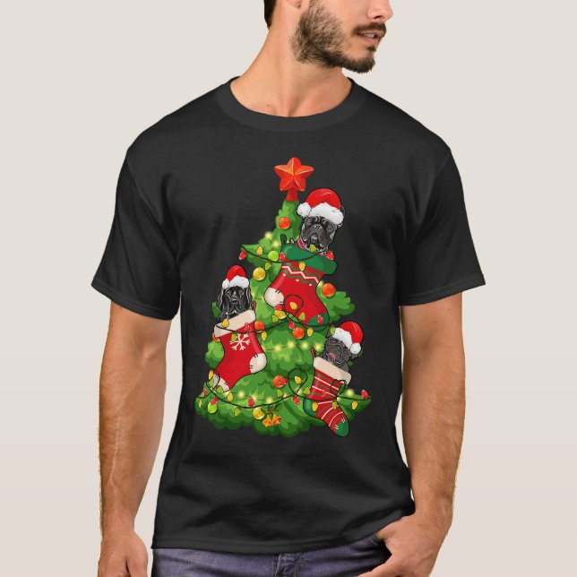 Dogs Christmas Tree Labrador Pit Bull T-Shirt (Front)