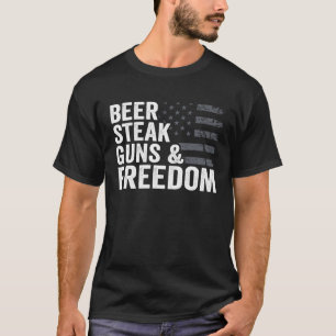 Dogs Coffee Guns & Freedom  Pro Guns USA Flag  Gun T-Shirt