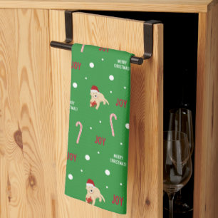 Dogs, Crabs, Candy Canes Christmas Kitchen Towel