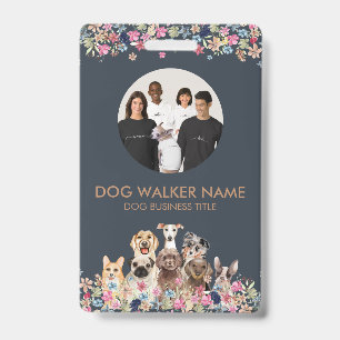 Dogs Cute Floral Photo Badge