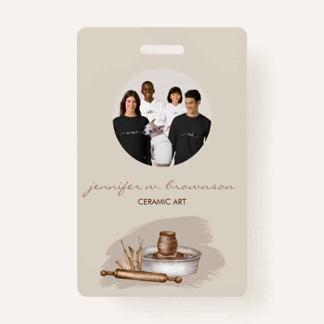 Dogs Cute Floral Photo Conferance Badge (Front)