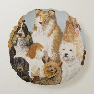 Dogs' Dinner Round Pillow