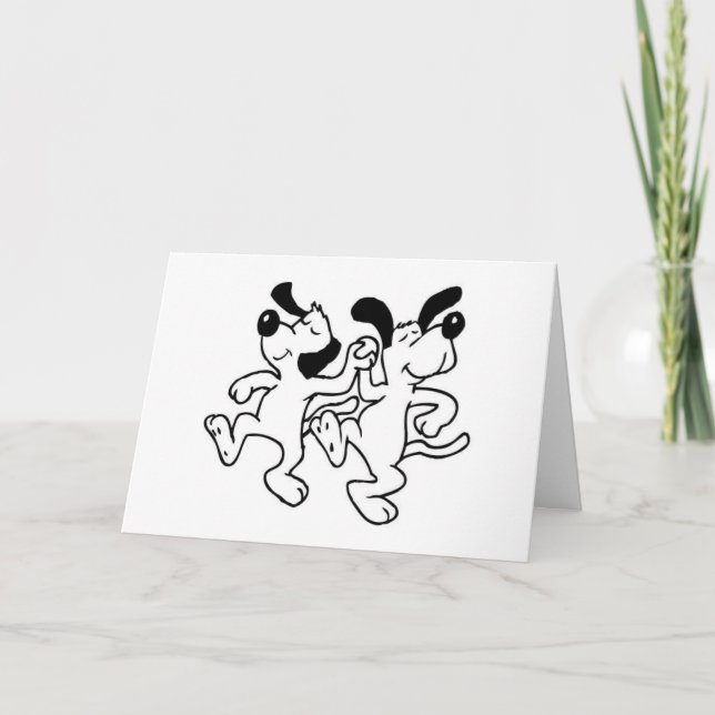 DOGS DOING THE HAPPY DANCE JUST FOR YOU CARD (Front)