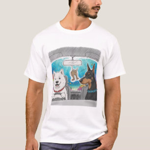 Dogs Driving Underwater - Whimsical Surreal Art T-Shirt