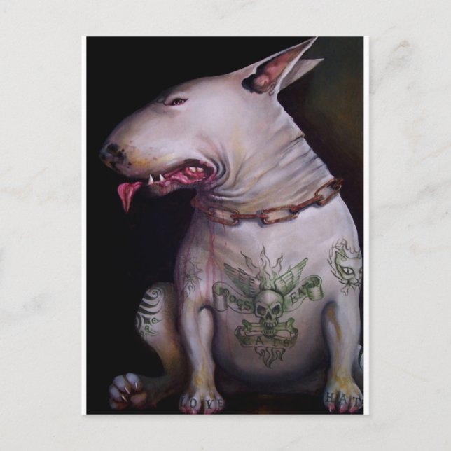 Dogs eat cats postcard (Front)