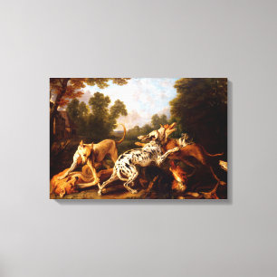 Dogs Fighting (by Frans Snyders) Canvas Print