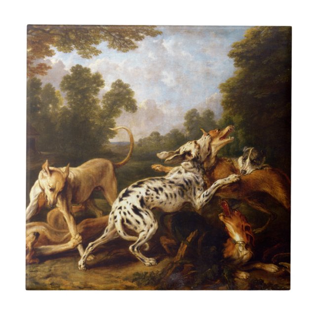 Dogs Fighting (by Frans Snyders) Tile (Front)