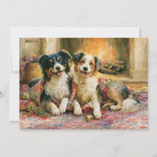 Dogs Fireplace Christmas Holiday Card