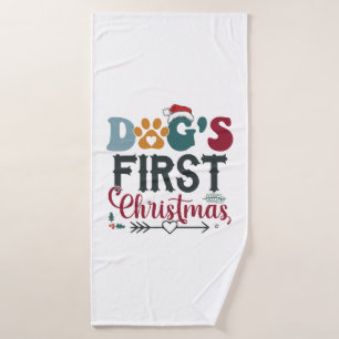 Dog's First Christmas Bath Towel