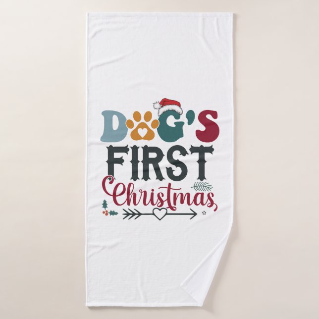 Dog's First Christmas Bath Towel (Bath Towel)