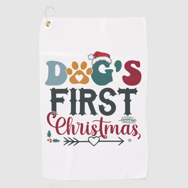 Dog's First Christmas Golf Towel (Front)