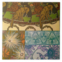 Dogs & Flowers of Art Nouveau Style, Mucha
