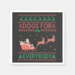 Dogs For Everybody Funny Ugly Christmas Sweater Napkin