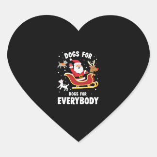 Dogs For Everybody Santa Funny Christmas Xmas (1) Heart Sticker