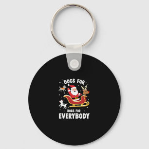 Dogs For Everybody Santa Funny Christmas Xmas (1) Keychain