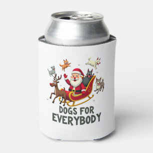 Dogs For Everybody Santa Funny Christmas Xmas (3) Can Cooler