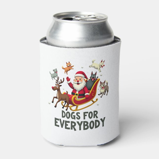 Dogs For Everybody Santa Funny Christmas Xmas (3) Can Cooler (Can Front)