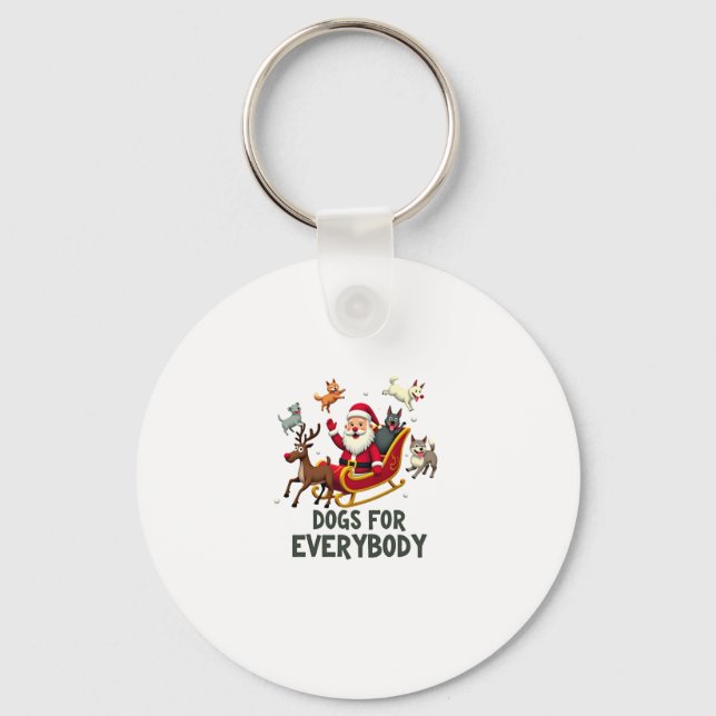 Dogs For Everybody Santa Funny Christmas Xmas (3) Keychain (Front)