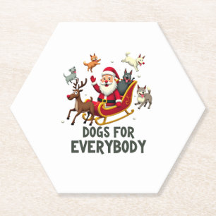 Dogs For Everybody Santa Funny Christmas Xmas (3) Paper Coaster