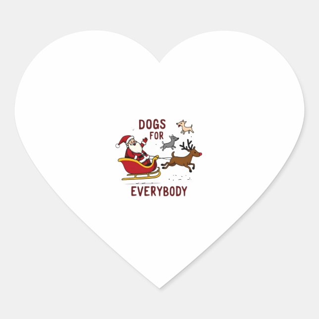 Dogs For Everybody Santa Funny Christmas Xmas Heart Sticker (Front)