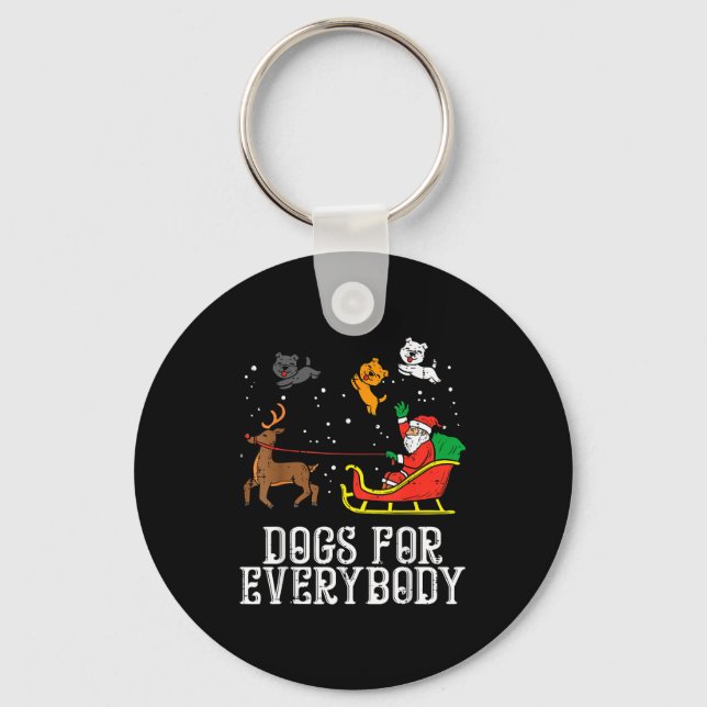 Dogs For Everybody Santa Funny Christmas Xmas  Keychain (Front)