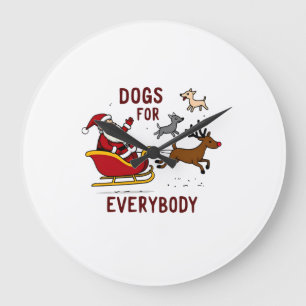 Dogs For Everybody Santa Funny Christmas Xmas Large Clock