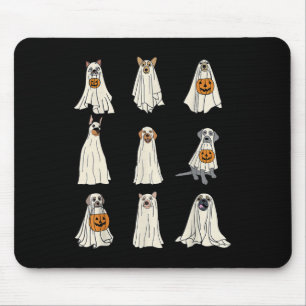 Dogs Ghost Cute Dogs Dressed As Ghost Funny Hallow Mouse Pad