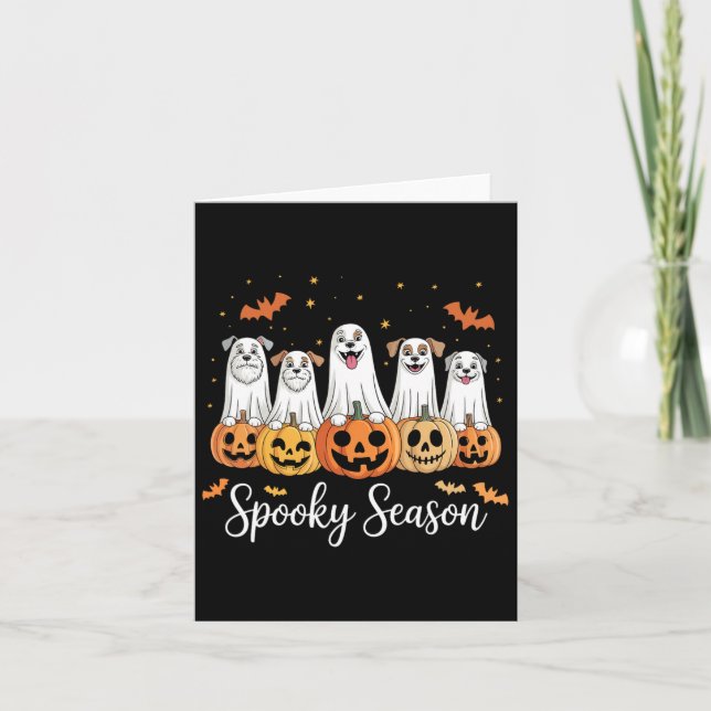 Dogs Ghosts Cute Dogs Dressed As Ghost Funny Hallo Card (Front)