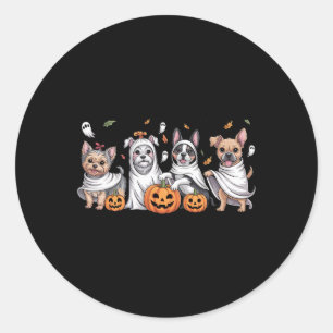 Dogs Ghosts Cute Dogs Dressed As Ghost Funny Hallo Classic Round Sticker