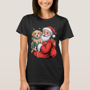 Dogs Golden Retriever Puppy Santa Christmas Funny T-Shirt