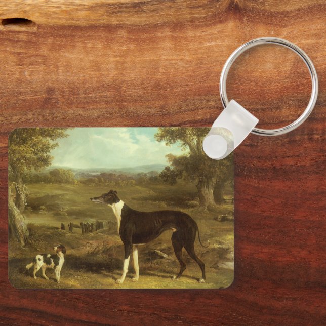 Dogs, Greyhound and Spaniel, Doctor Fop by Herring Keychain (Front)