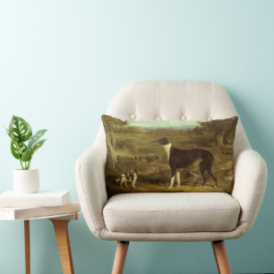 Dogs, Greyhound and Spaniel, Doctor Fop by Herring Lumbar Pillow