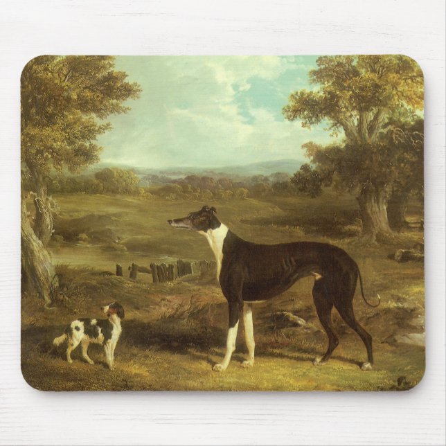 Dogs, Greyhound and Spaniel, Doctor Fop by Herring Mouse Pad (Front)