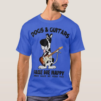Dogs & Guitars Make Me Happy Humans My Head Hurt  T-Shirt