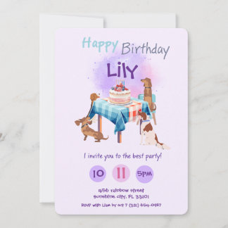 Dogs happy birthday invitation 