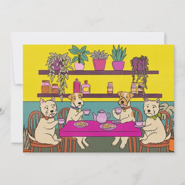 Dogs having afternoon tea invitation (Front)