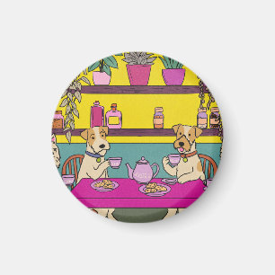 Dogs having afternoon tea magnet