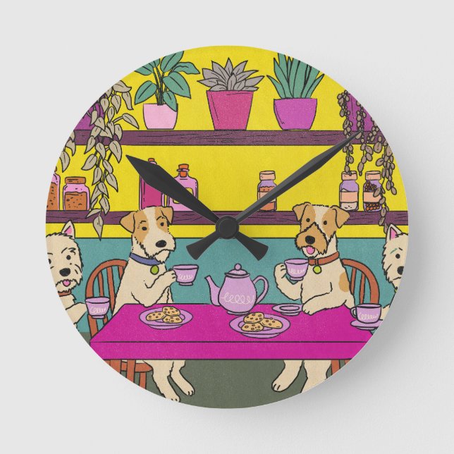 Dogs having afternoon tea round clock (Front)