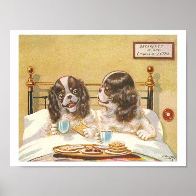 Dogs Having Breakfast in Bed Poster (Front)