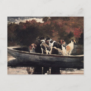 Dogs in a Boat  by Winslow Homer Postcard
