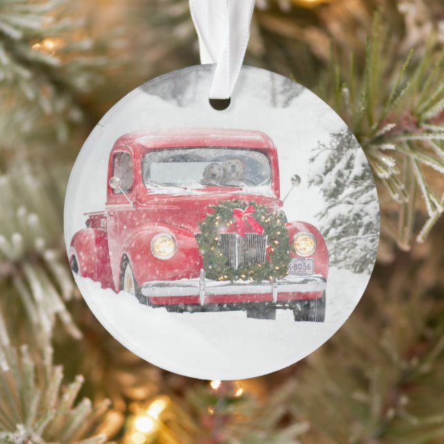 Dogs in a Truck Ornament (Tree)