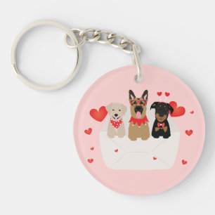Dogs In Envelope Love Keychain