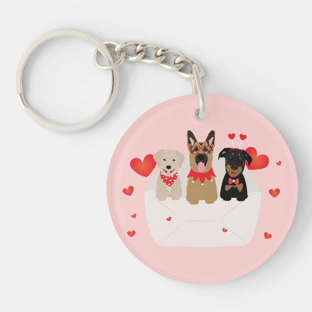 Dogs In Envelope Love Keychain (Front)