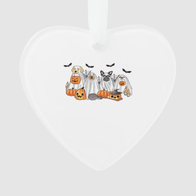 Dogs in Ghost Costumes Halloween Classic T-Shirt Ornament (Front)