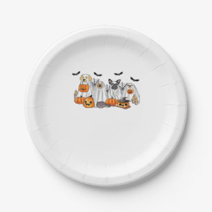 Dogs in Ghost Costumes Halloween Classic T-Shirt Paper Plate