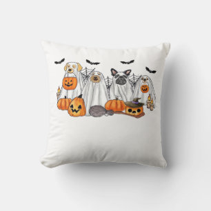 Dogs in Ghost Costumes Halloween Classic T-Shirt Throw Pillow