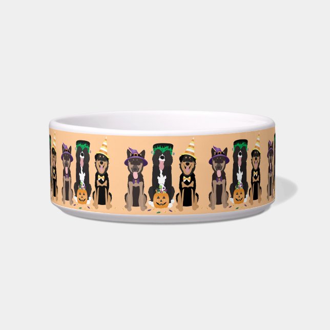 Dogs In Halloween Costumes Bowl (Front)