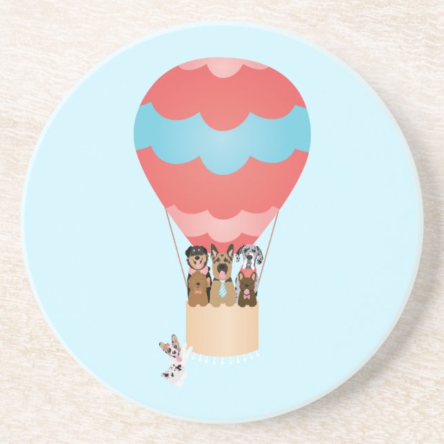 Dogs In Hot Air Balloon Coaster (Front)