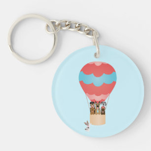 Dogs In Hot Air Balloon Keychain