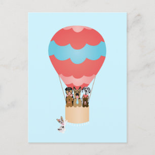 Dogs In Hot Air Balloon Postcard